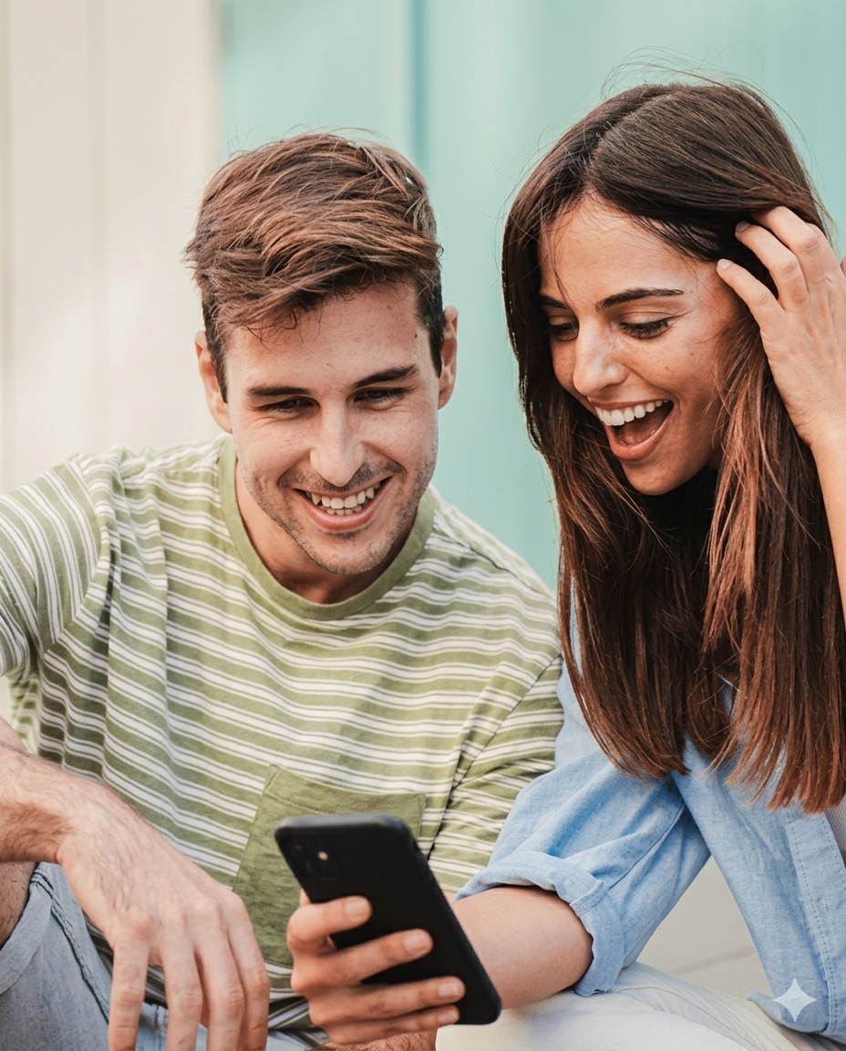 pareja viendo el teléfono | cómo funciona